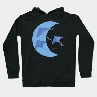 Cownose Rays Crescent Moon - Blue Hoodie